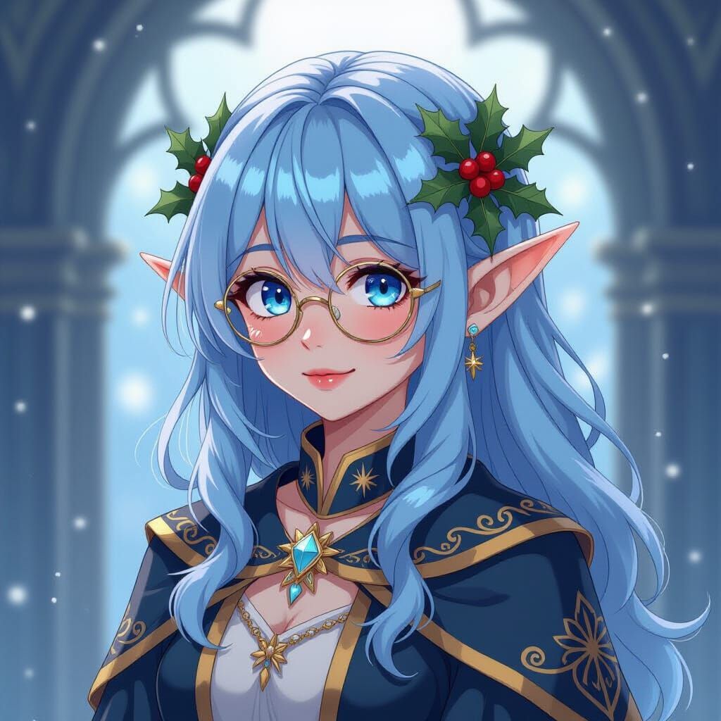 Anime Elf with Celestial Regalia in Manga Style
