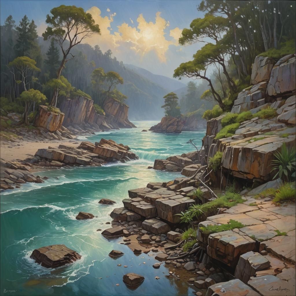 Surreal Dreamscape: An Oil Painting in Gurney Style