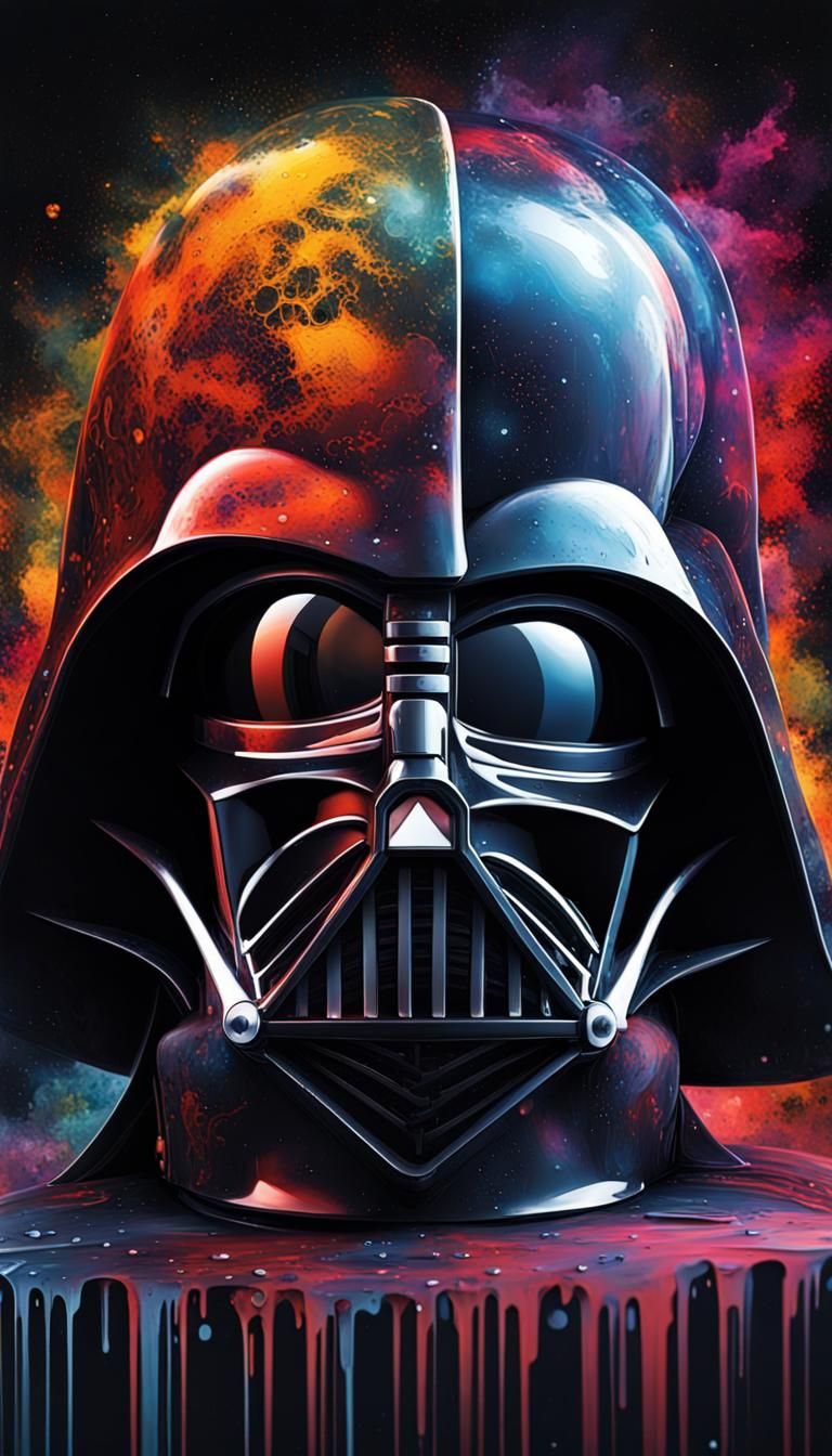 Darth Vader Death Star Fusion in Graffiti Art Style