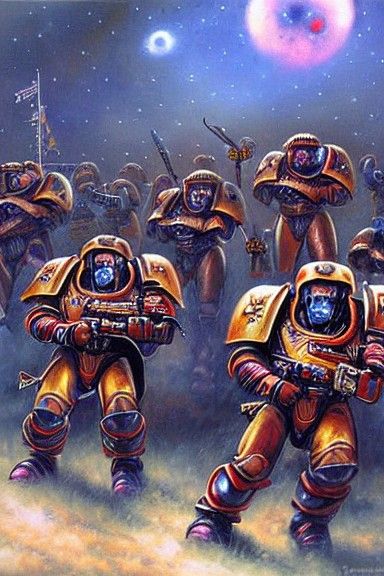 Warhammer 40k Space Marines Oil Painting