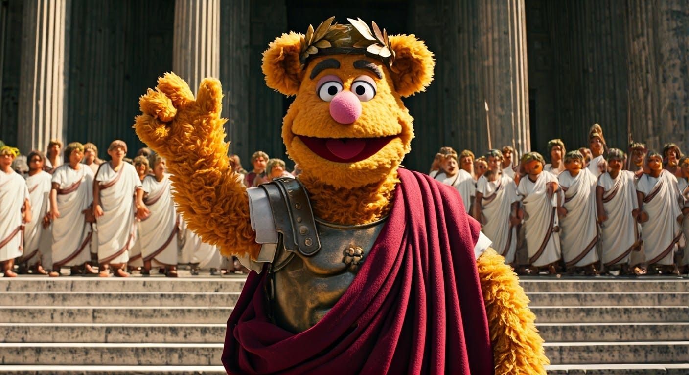 Muppet Julius Caesar Surrounded by Adoring Roman Crowd in Go...