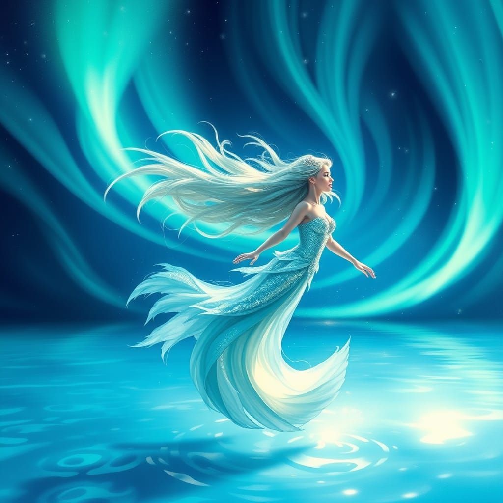 Dreamy Aurora Princess in Watercolor Style