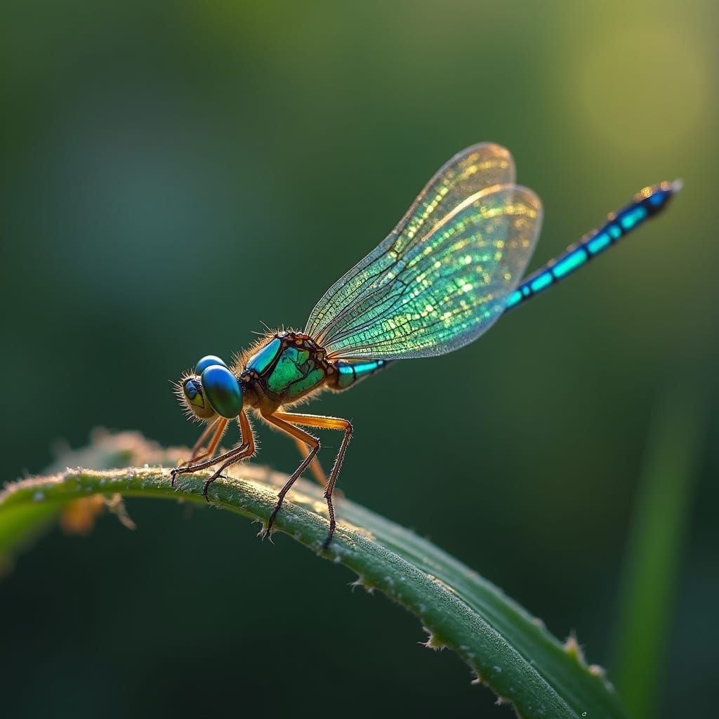 Hyper-Realistic Dragonfly in Vintage Film Aesthetic