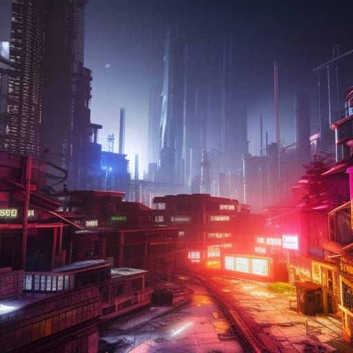 Neo-Cyberpunk Cityscape in Anime Style