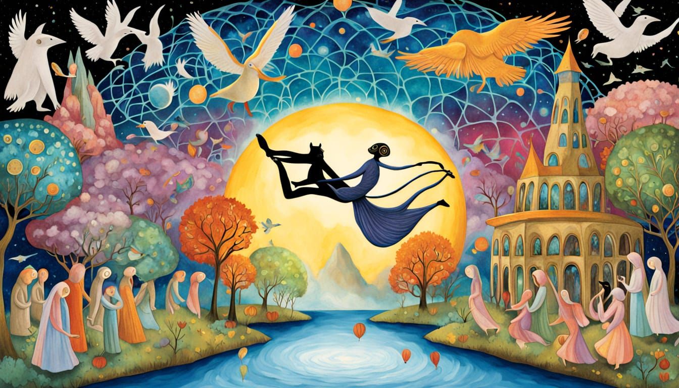 Surreal Tea Party on a Floating Island