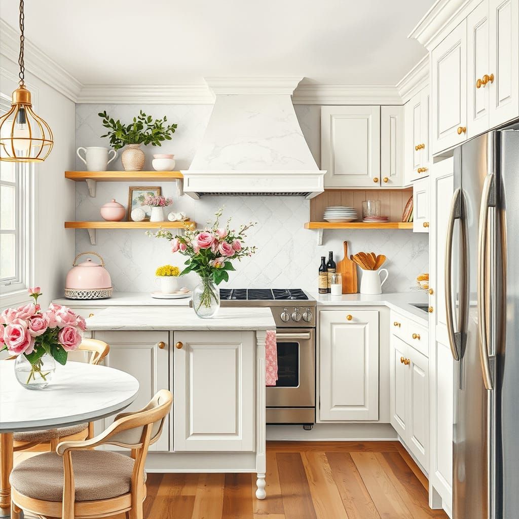 Ethereal Cottagecore Kitchen in Impressionist Gouache Style