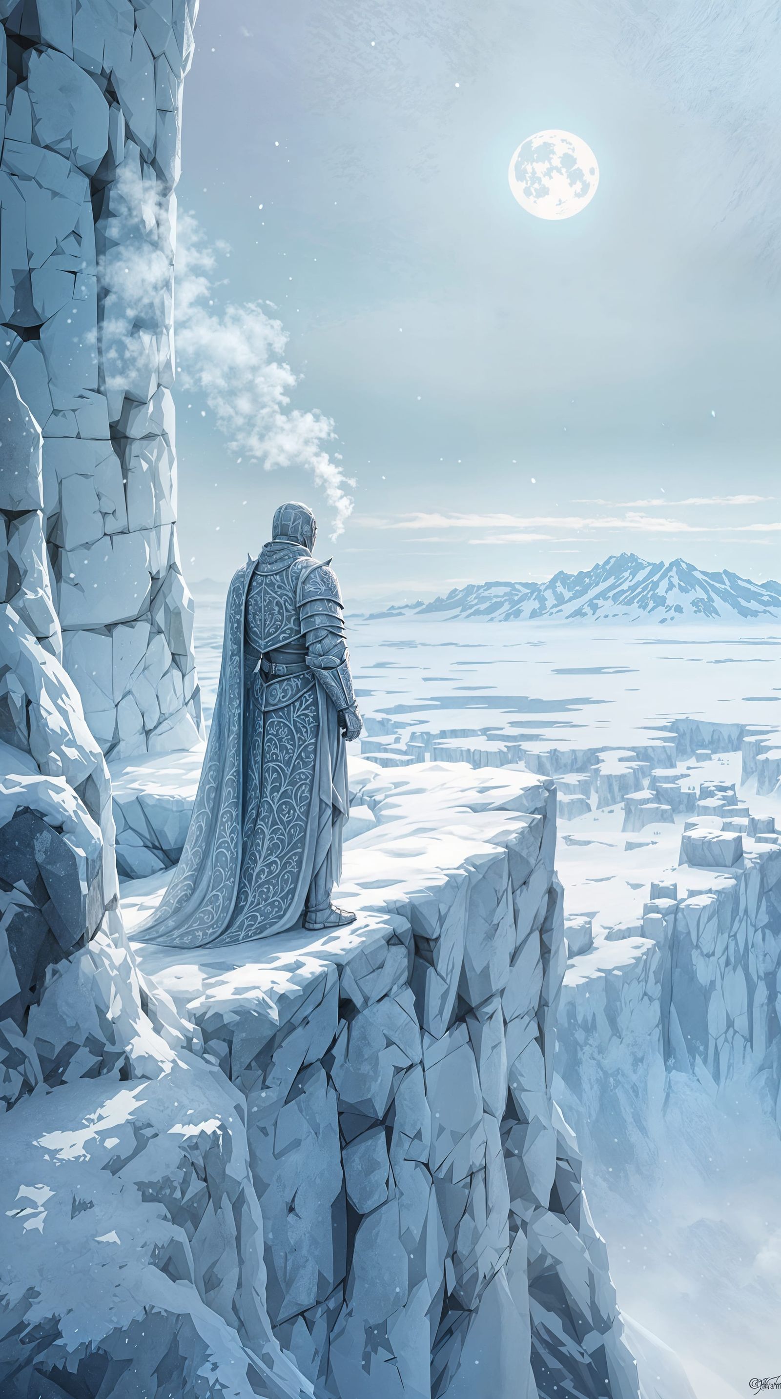 Frosty Knight Guards Winter Castle in Solitude