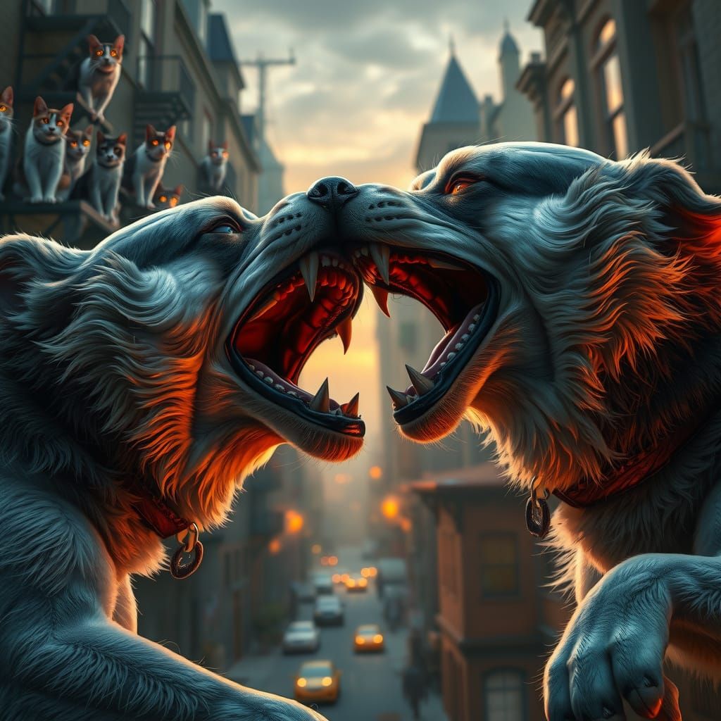 Hyper-Realistic Dogs Engage in Fierce Street Fight