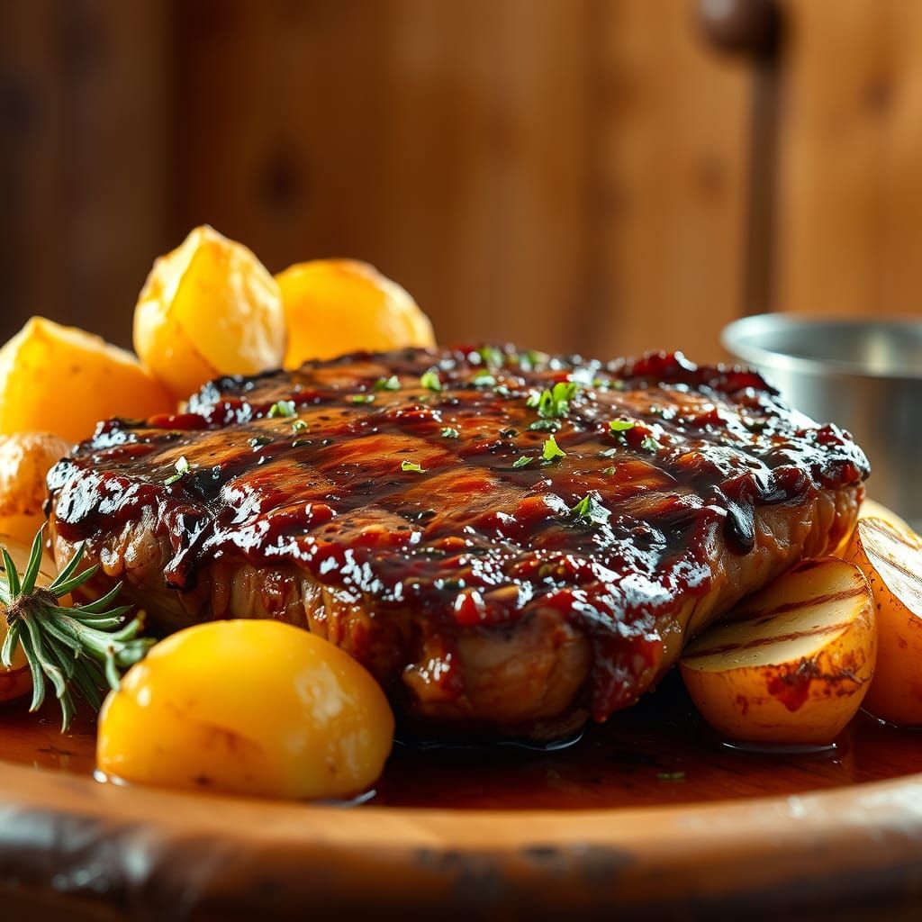 Cozy Farmhouse Steak Dinner in Impressionist Style
