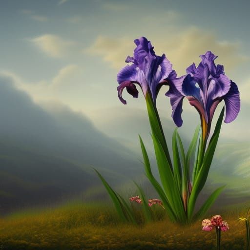Detailed Matte Painting of an Iris Flower