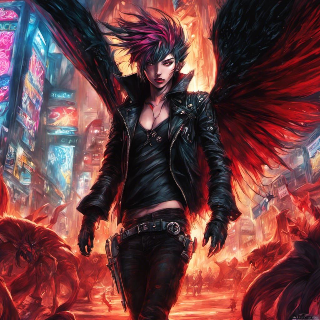 Punk Vampire in Detailed Digital Illustration