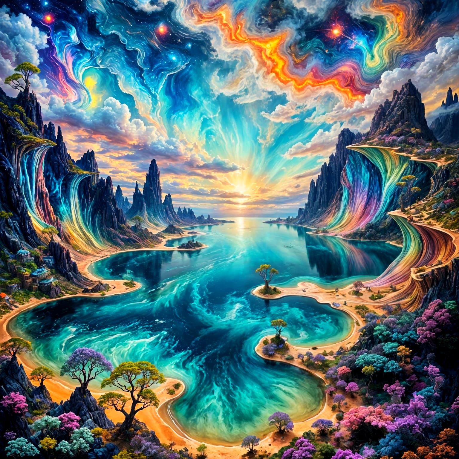 Surreal ocean cliffside