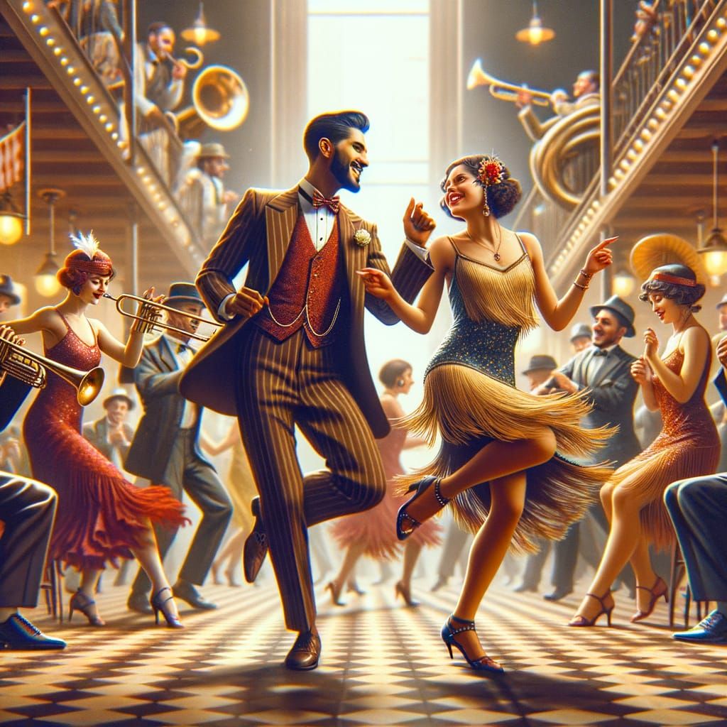 Charleston Dance Scene with Jazz Age Fashion