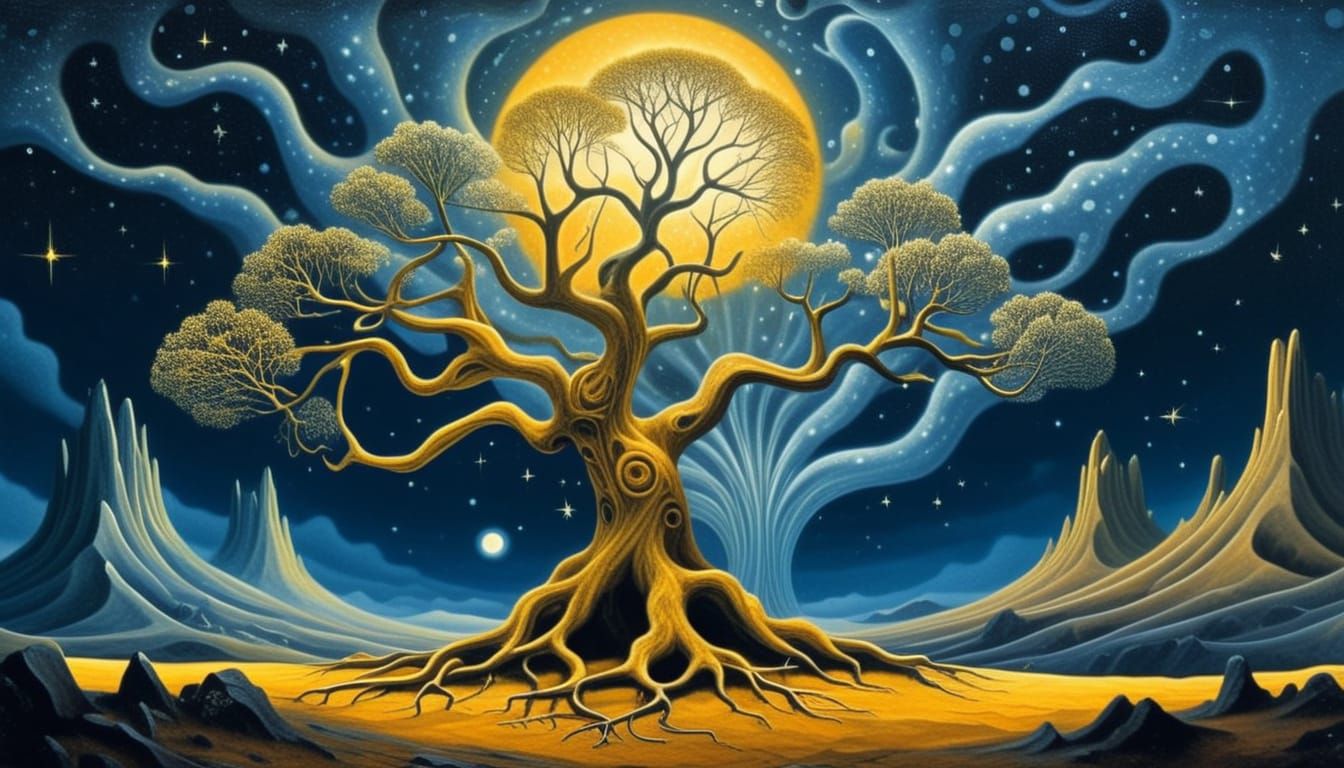 Cosmic Tree of Life: Surrealist Fantasy Art