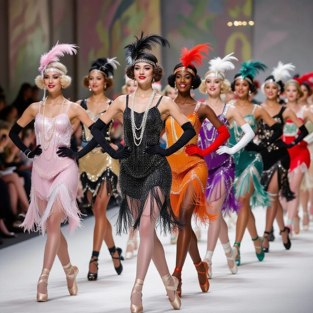 Ballet Dancers as Flappers in Lautrec Style