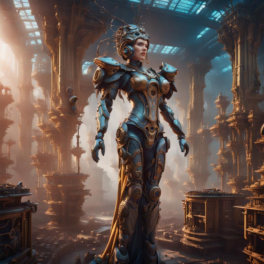 Robotics Goddess: Detailed Matte Painting