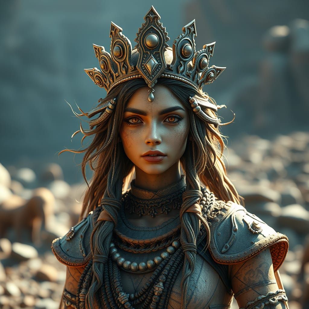 Iranian Earth Goddess Zam in Hyper-Realistic Style