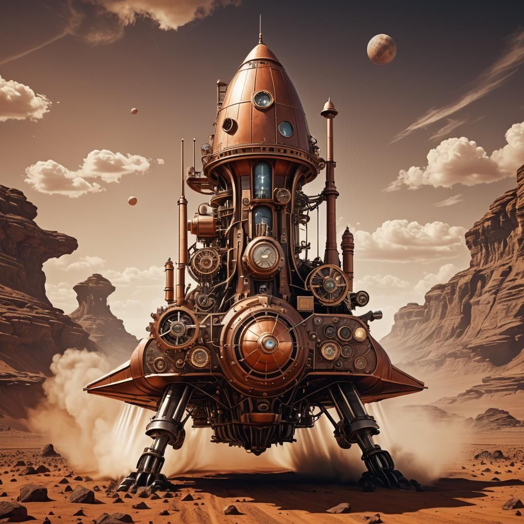 Steampunk Rocket Launching from Mars