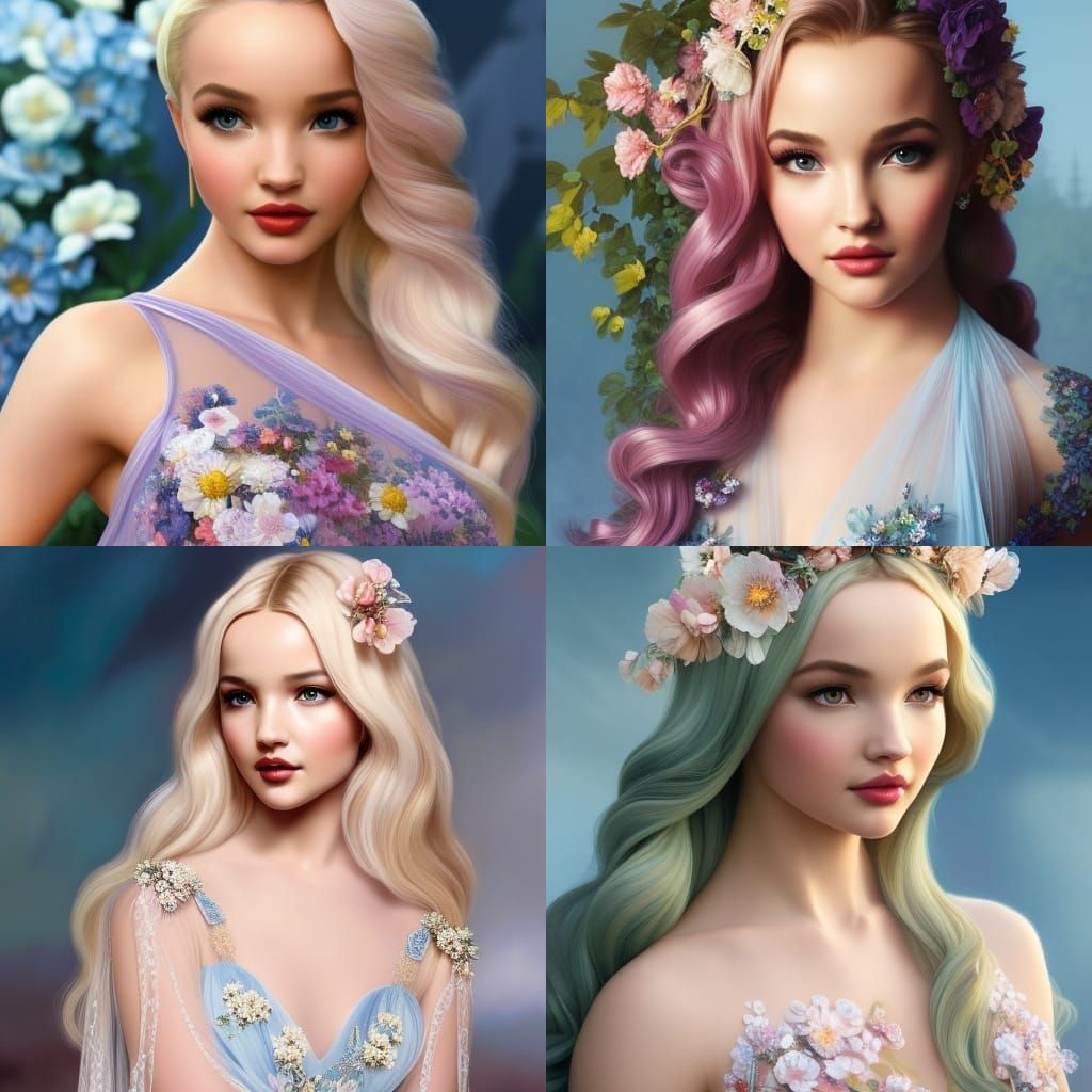 Woman in Blue Dress: Hyperdetailed Art Nouveau Portrait