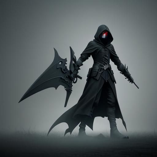 Ethereal Grim Reaper in Misty Landscape