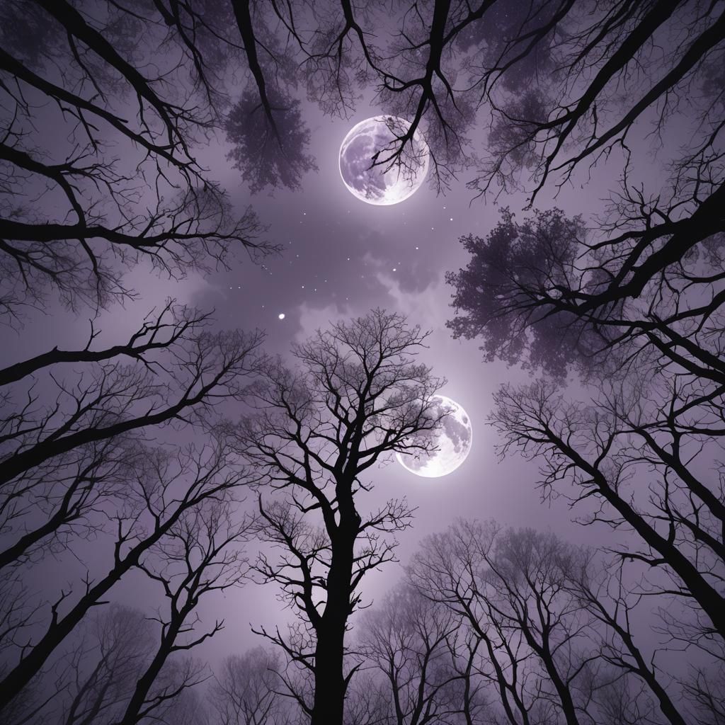 Ethereal Moonlit Forest in Starry Night Style