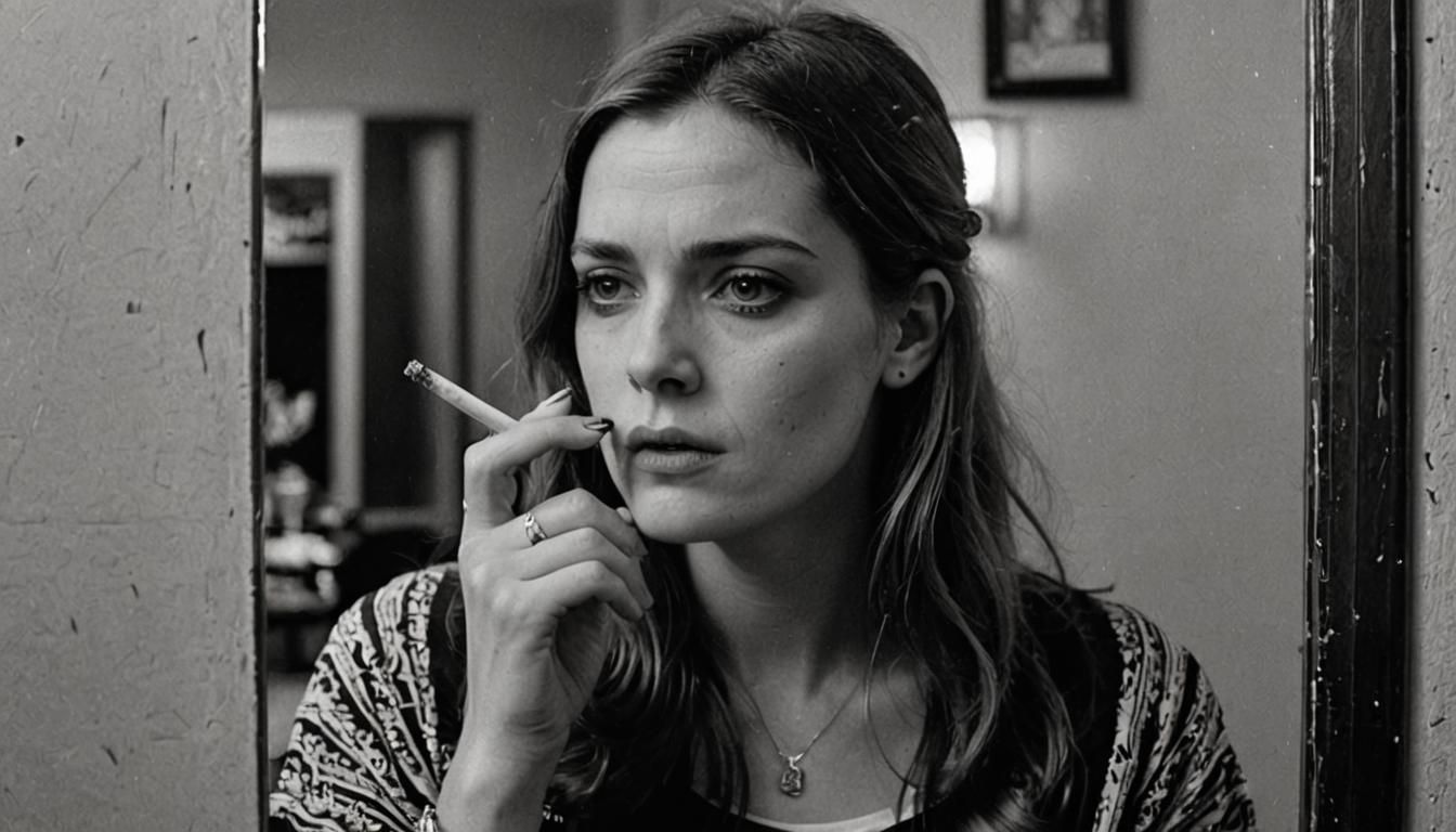 Monochrome Portrait of a Woman Smoking