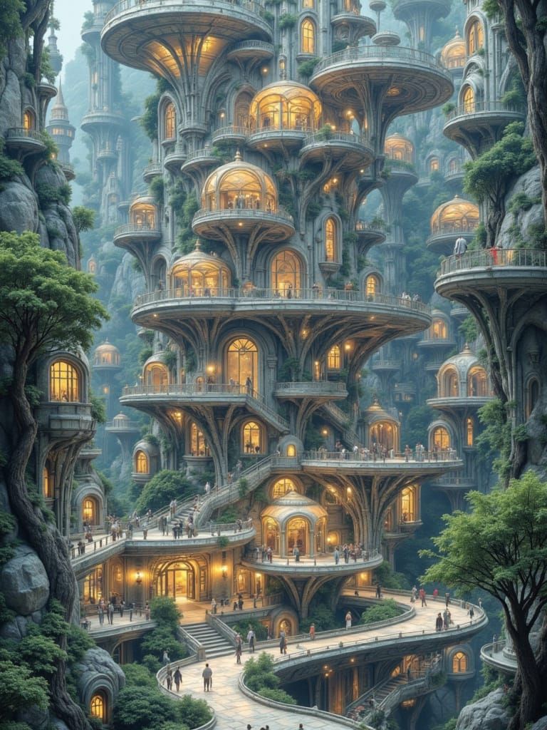 Futuristic Ancient Meets Cyberpunk World