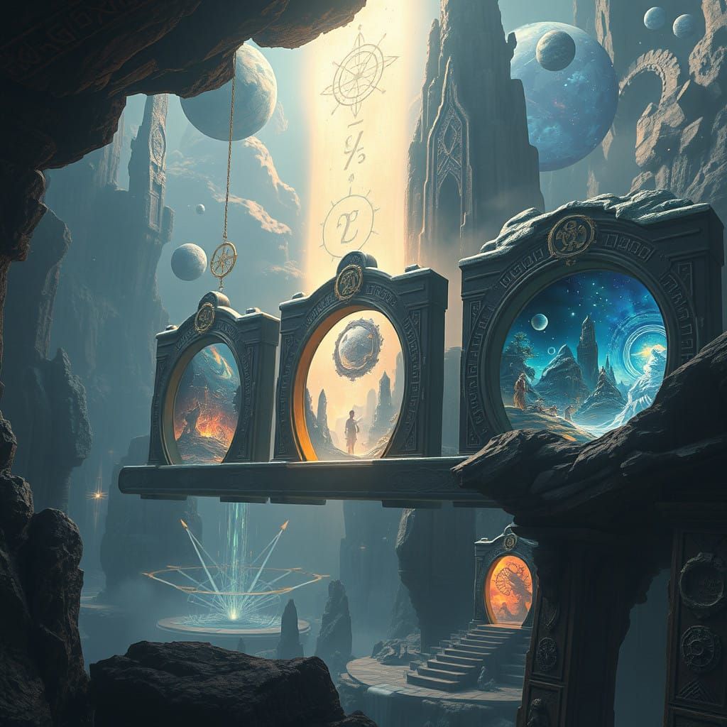 Mysterious Portals to Breathtaking Universes in Vibrant, Dre...