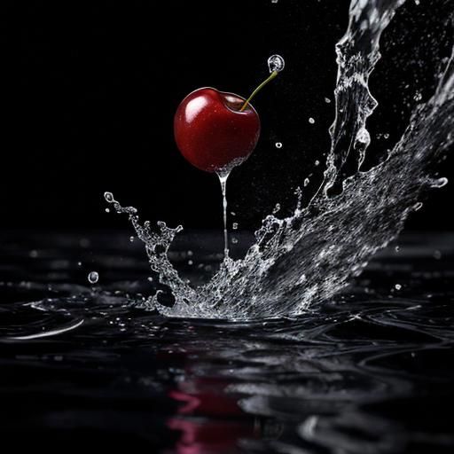 Cherry in Water Splash with Volumetric Lighting