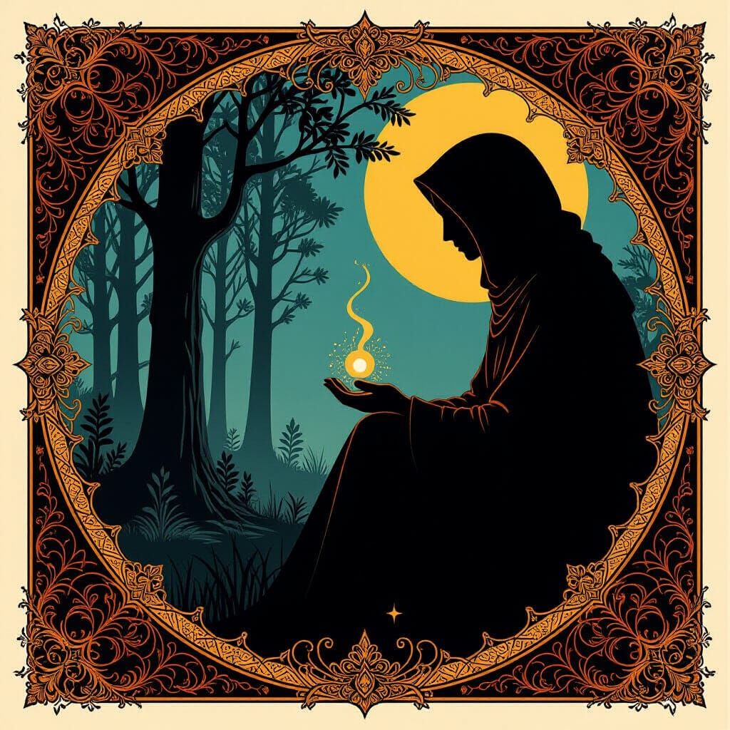 Abstract Dreamscape in Ochre and Ruby Palette