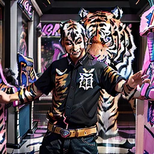 Tiger Dancing Like Michael Jackson in Mall, 3D Digital Art