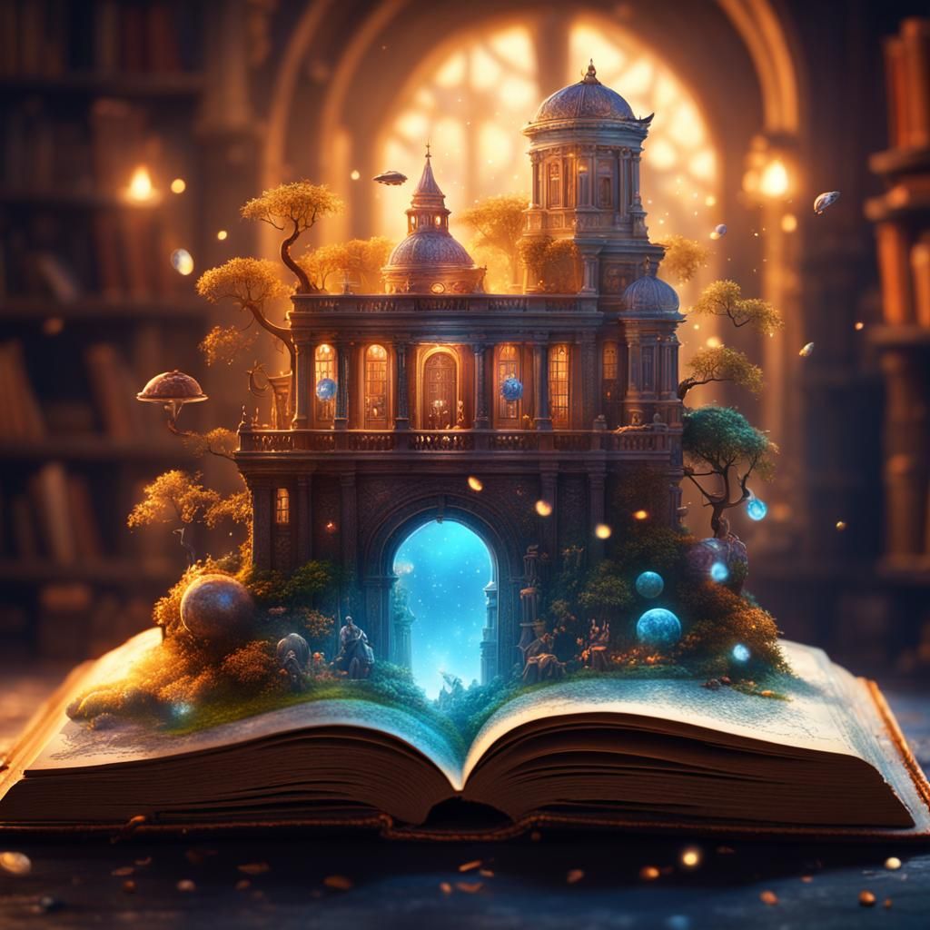 Miniature Magical World Portal from Open Book