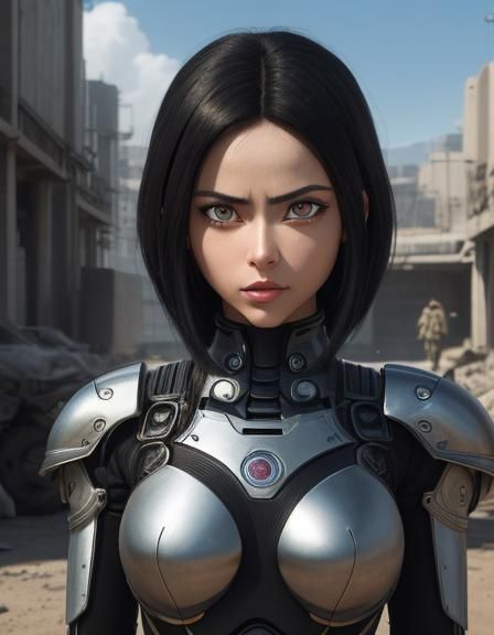 Battle Angel Alita: 3D Animated Sci-Fi Illustration