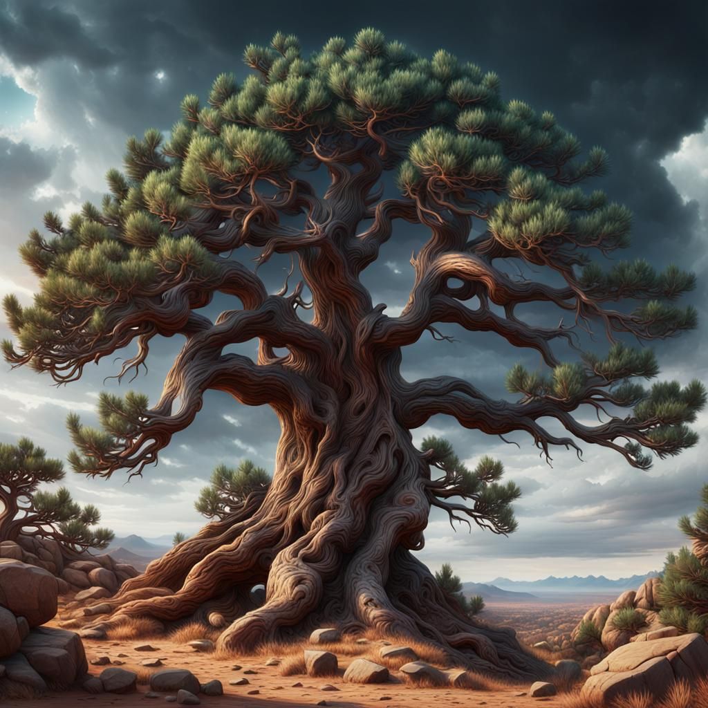 Detailed Pinyon Pine Tree Digital Matte Painting
