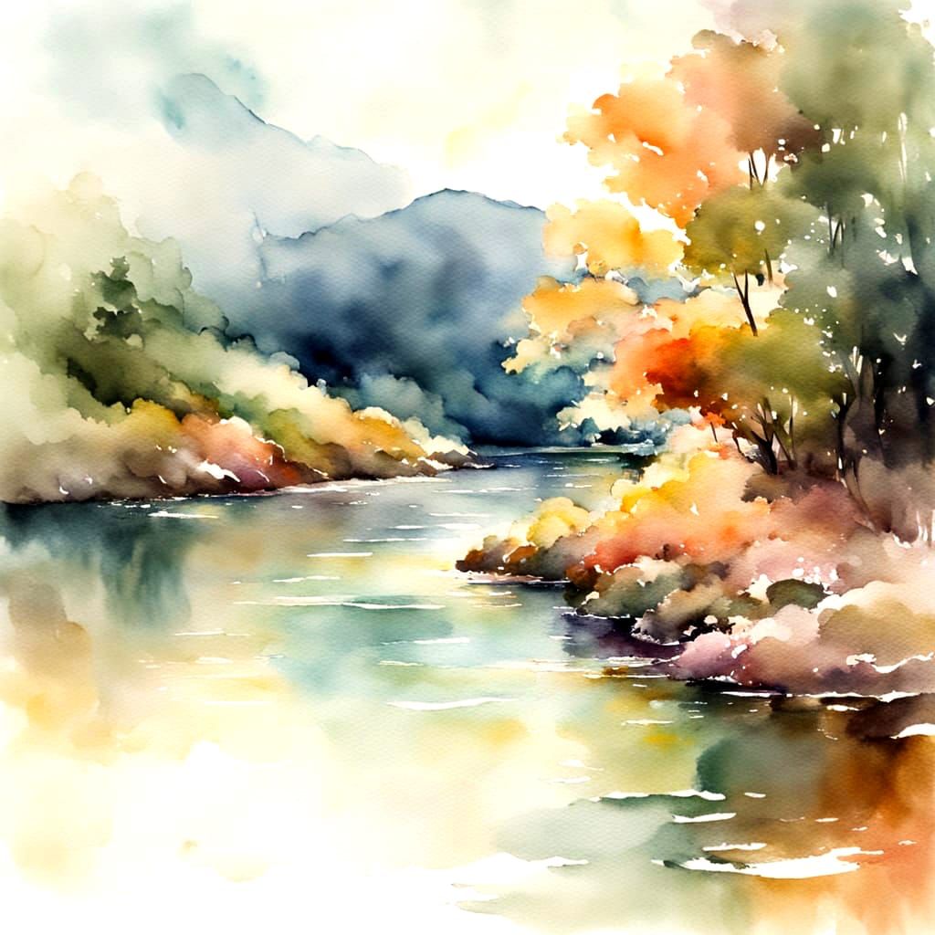 Woman Paints Watercolour with Soft Brushstrokes
