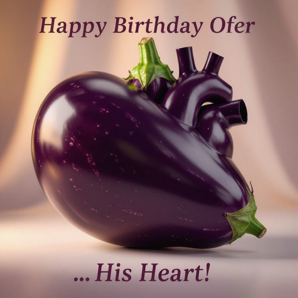 Eggplant Heart "Happy Birthday Ofer"
