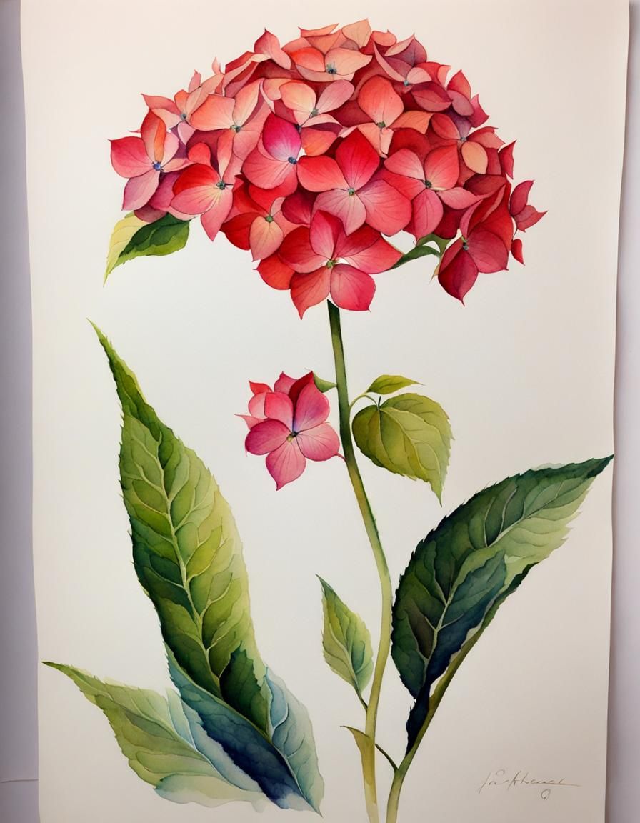 Watercolor Hydrangea Flower Painting