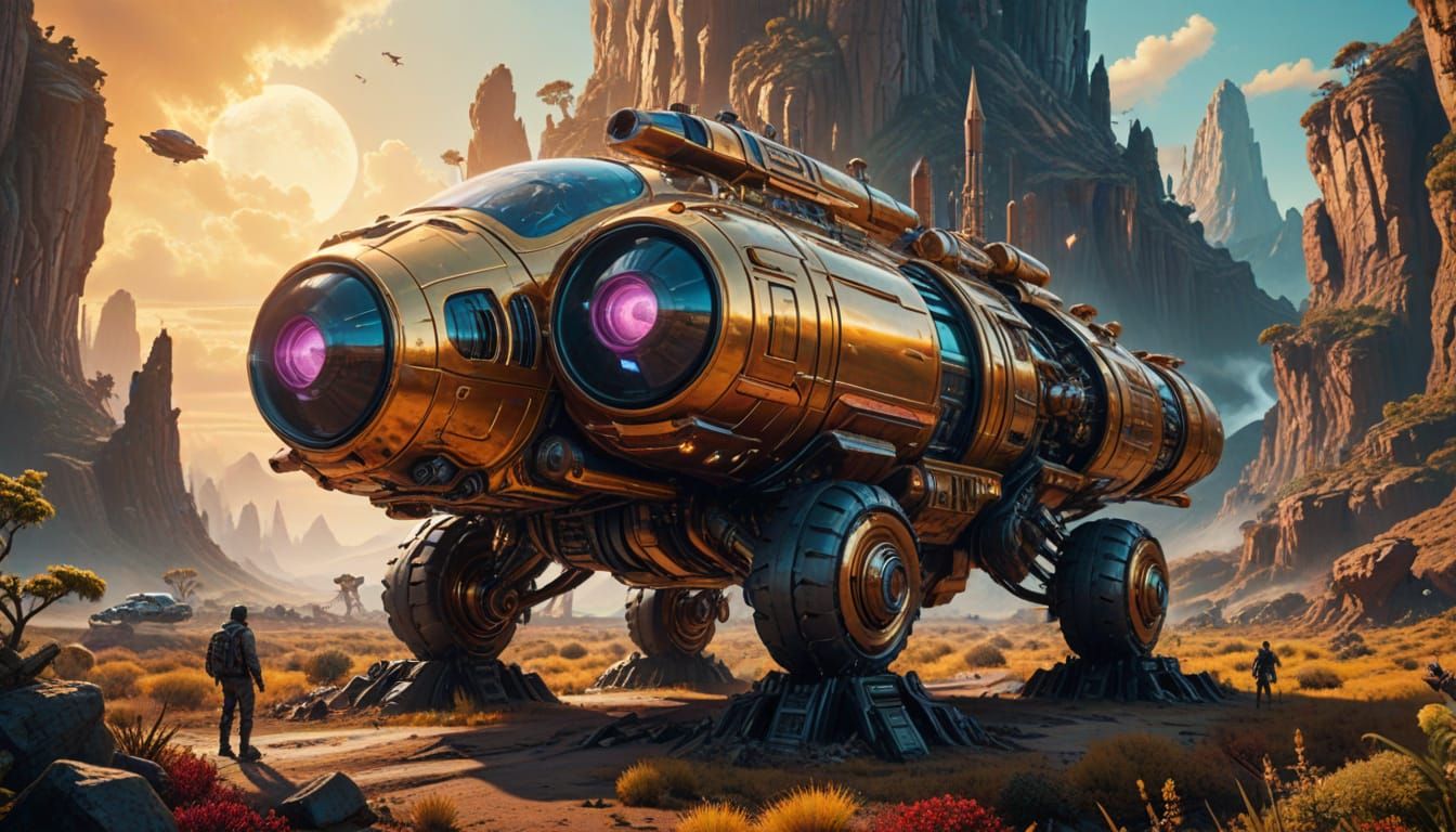 Hyper-Maximalist Science Fiction Landscape in Radiumpunk Sty...