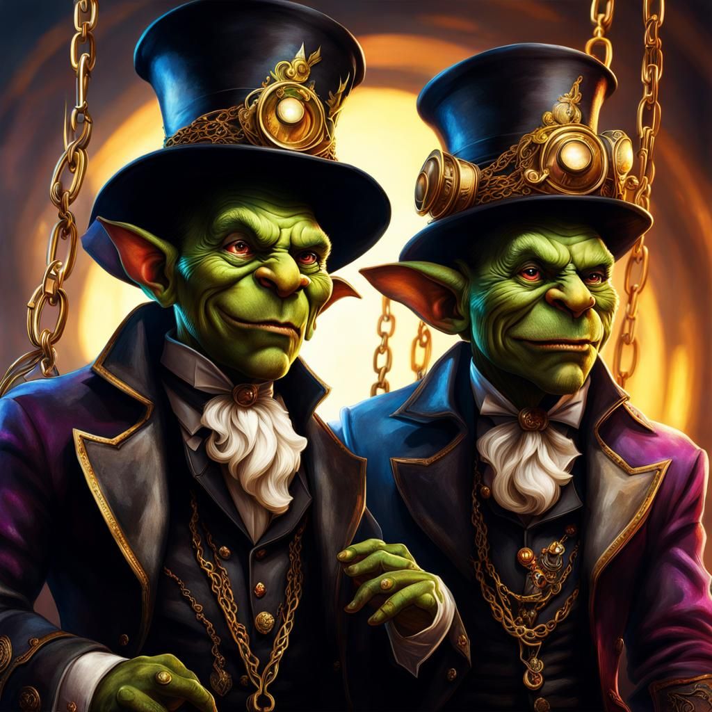 Goblins with Golden Chains in Hyperrealistic Style