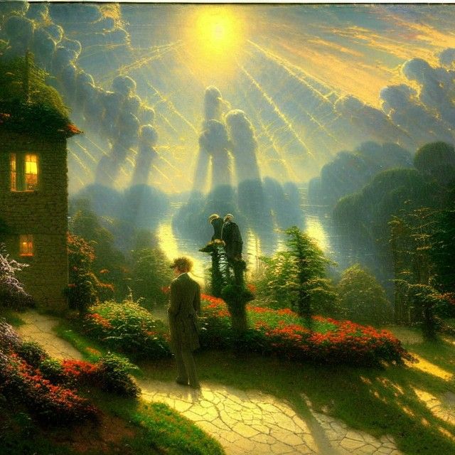 Romantic Landscape with Glowing Light