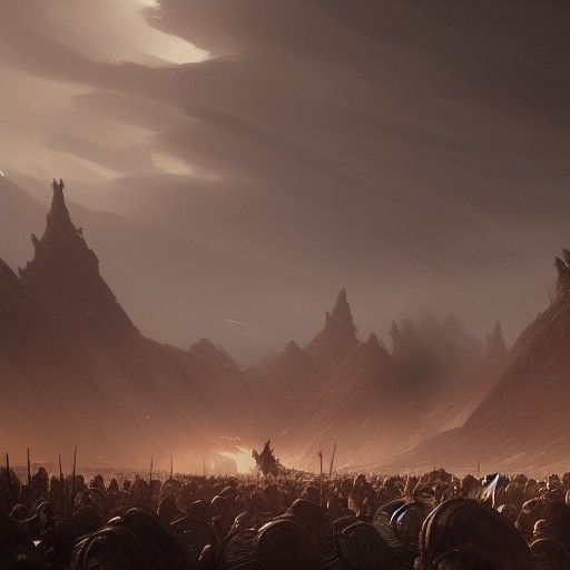 Vikings Clash in Apocalyptic Desert, Dark Fantasy Art