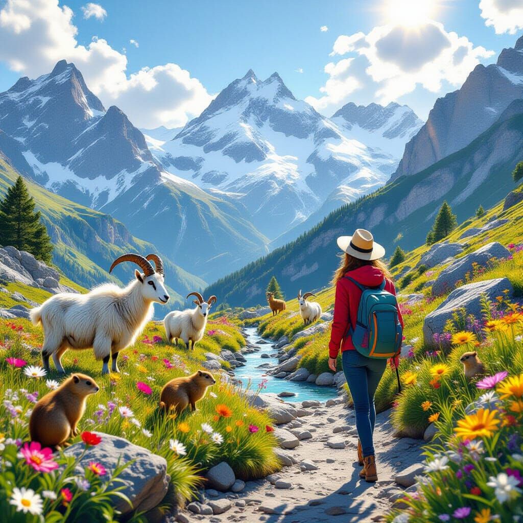 Majestic Swiss Alps Hike with Goats and Marmots