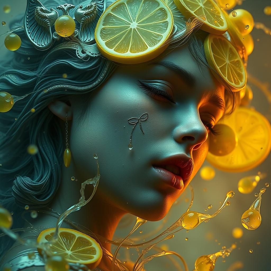 Sorrowful Figure Shedding Tears: Fantastical Concept Art