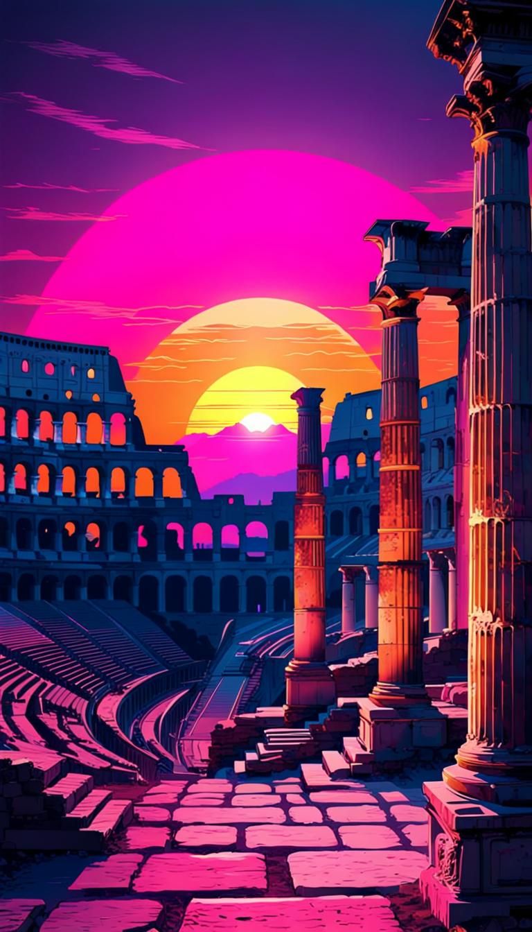 Synthwave Sunset in the Coliseum 2