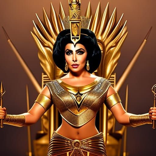 Cleopatra on Golden Throne: Dark Fantasy Portrait