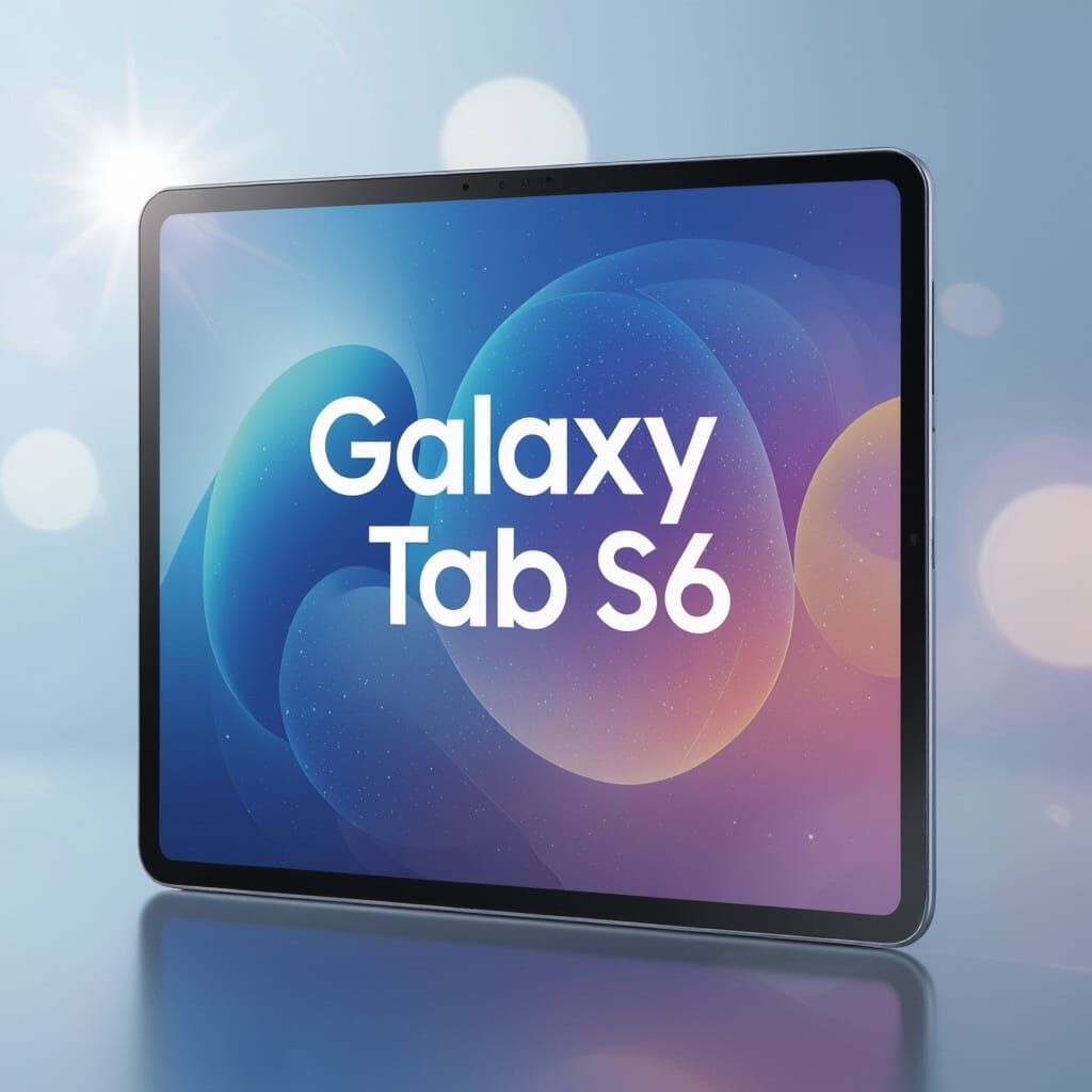 Galaxy Tab S6 Tablet with Cosmic Background