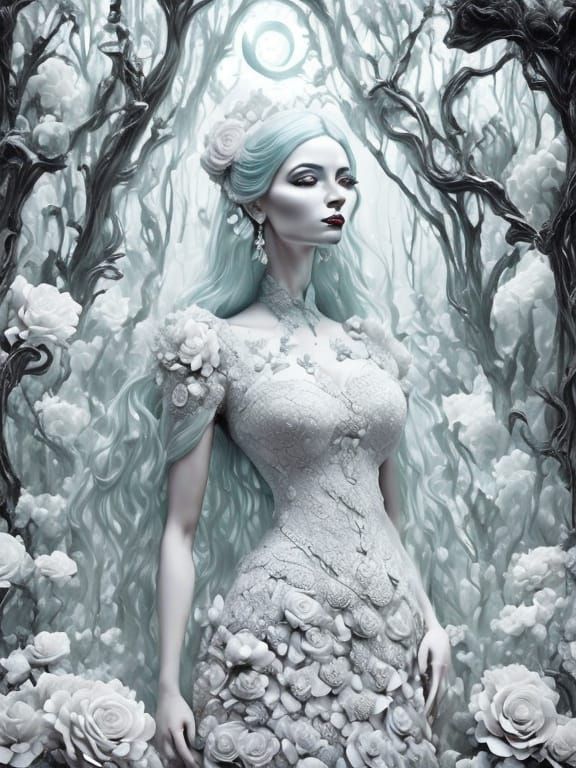 Buttercream Woman in Gothic Rococo Garden