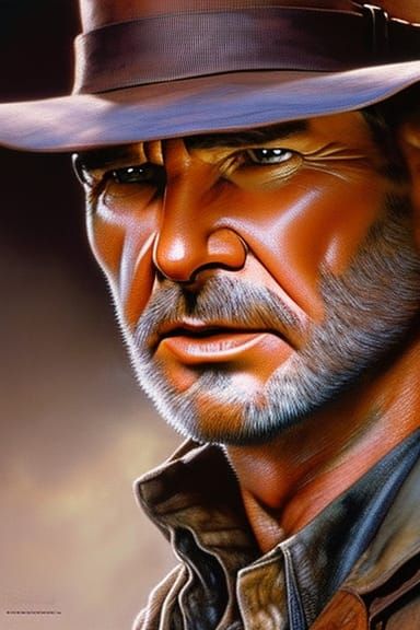 Indiana Jones Portrait with Radiant Aura in Photorealistic S...