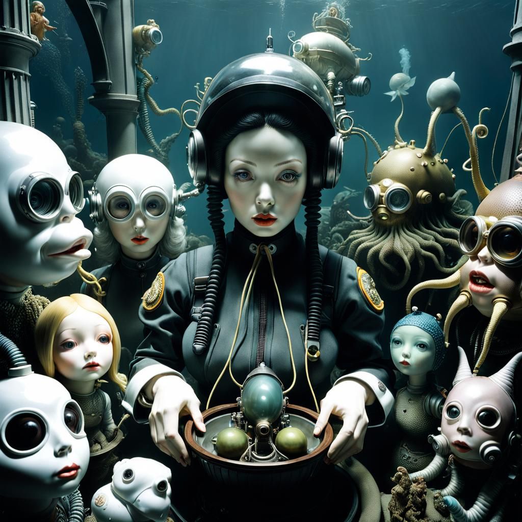 Creepy Deepsea Diver Ghost in Gothic Cathedral