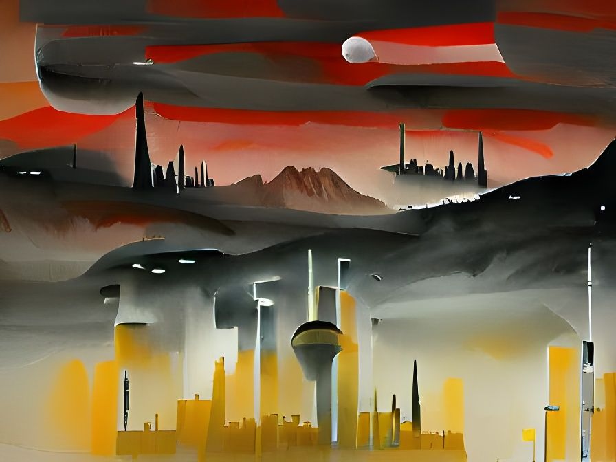 Sci-Fi City as Modern Ink Painting